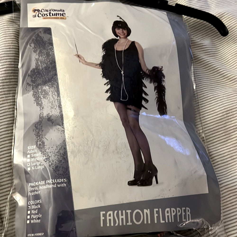 Black flapper dress with headband size Large